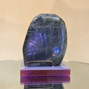 Gorgeous "RARE" Purple Labradorite Gemstone On Handmade Resin/ Bronze Display